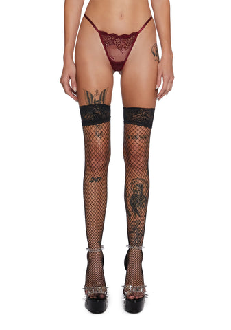 Heartless Lust Lace Thong - Burgundy