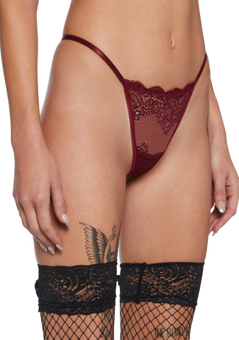 Heartless Lust Lace Thong - Burgundy