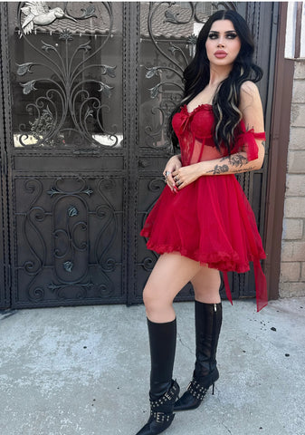 Dance With Death Mini Dress - Red