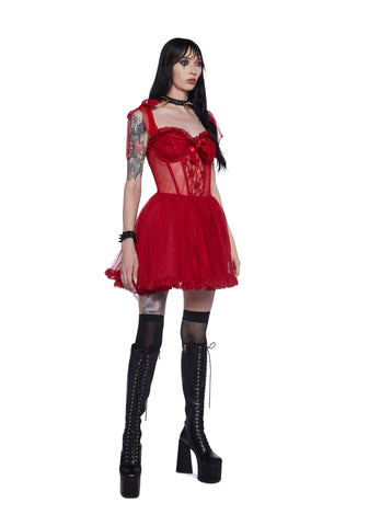 Dance With Death Mini Dress - Red