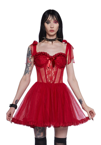 Dance With Death Mini Dress - Red