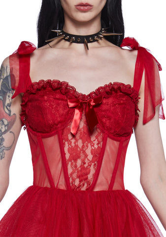 Dance With Death Mini Dress - Red