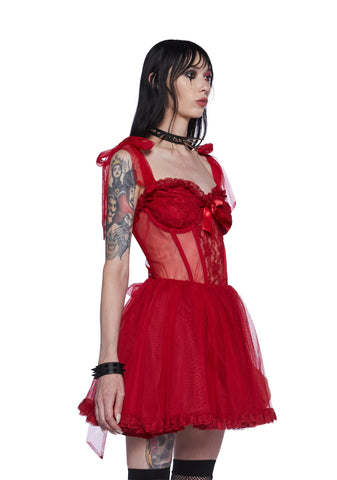 Dance With Death Mini Dress - Red