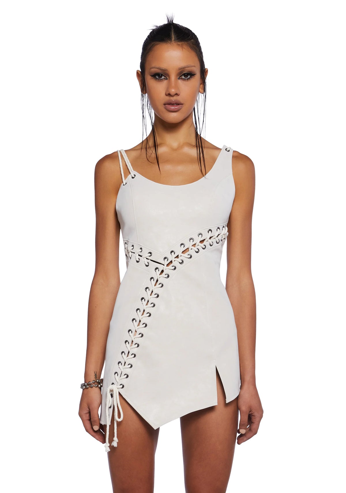 Chamber Lace-Up Mini Dress
