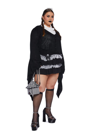Plus Black Balloon Knit Cardigan