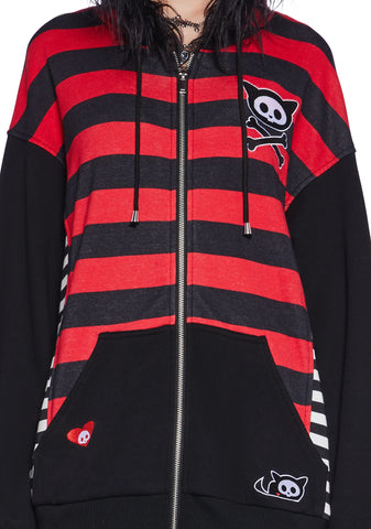 Stripes And Tails Oversized Graphic Hoodie