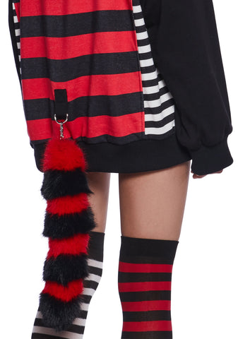 Stripes And Tails Oversized Graphic Hoodie