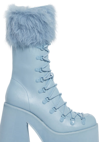 Snow Bunny Lace-Up Boots - Blue