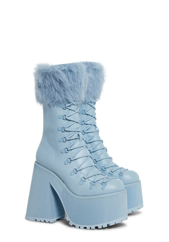 Snow Bunny Lace-Up Boots - Blue