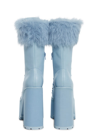 Snow Bunny Lace-Up Boots - Blue