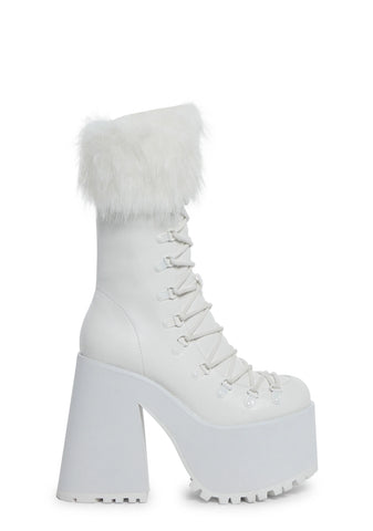 Snow Bunny Lace-Up Boots - White