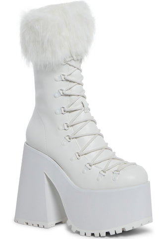 Snow Bunny Lace-Up Boots - White
