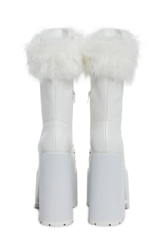 Snow Bunny Lace-Up Boots - White