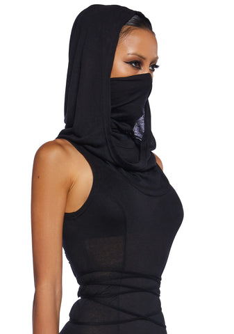 Echo Hooded Slit Maxi Dress - Black