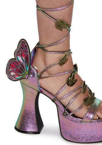 Pixie Queen Butterfly Lace Up Heels