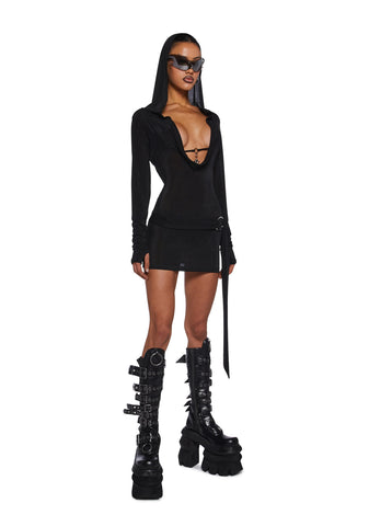 Diatonic Cut Out Hooded Dress