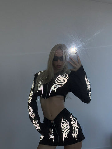 Night Raver Reflective Mini Skirt