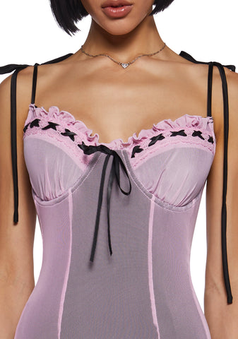 I’m Baby Slip Dress - Pink Mesh