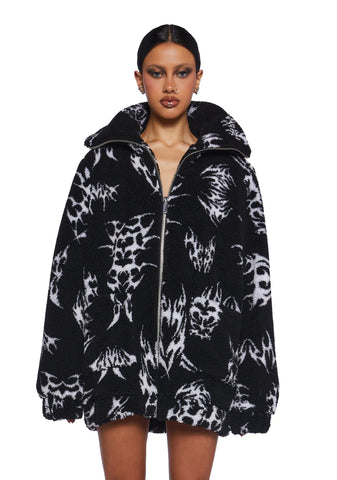 Ciphered Up Sherpa Jacket - Black