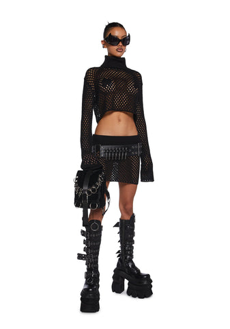 Diatonic Fishnet Mini Skirt
