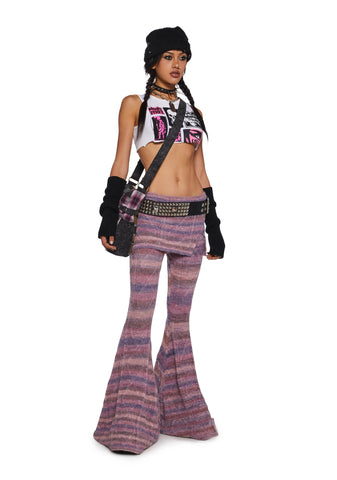 Total Romance Cable Knit Flared Pants With Skirt