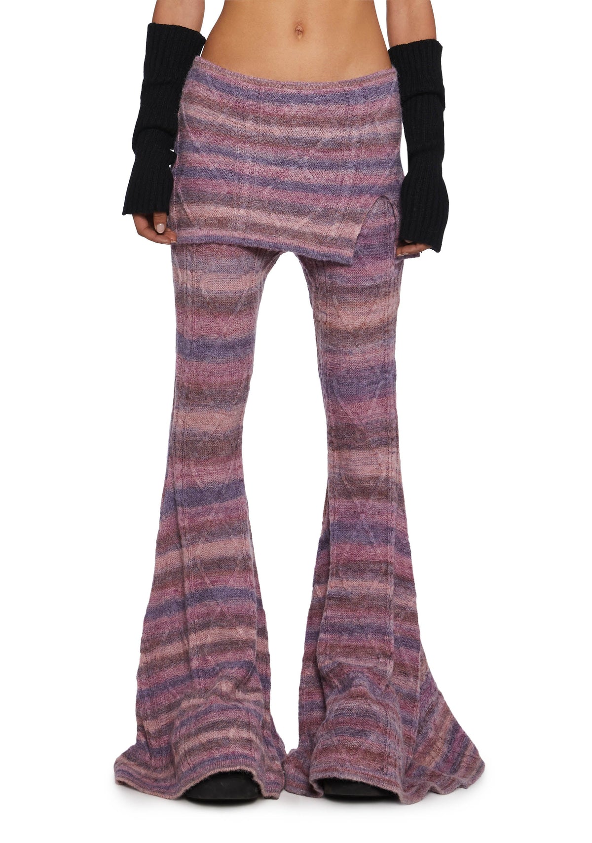 Total Romance Cable Knit Flared Pants With Skirt