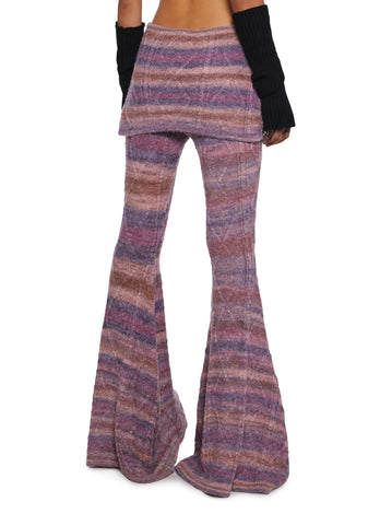 Total Romance Cable Knit Flared Pants With Skirt