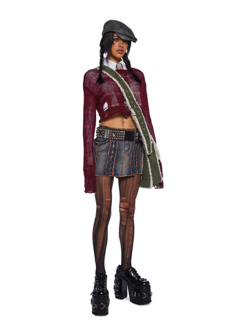 Breaking It All Denim Mini Skirt