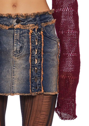 Breaking It All Denim Mini Skirt