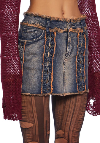 Breaking It All Denim Mini Skirt