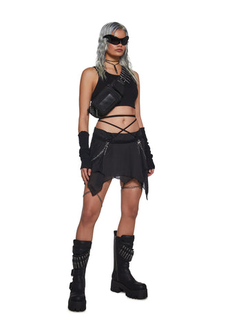 Warp Mini Skirt With Leg Chains