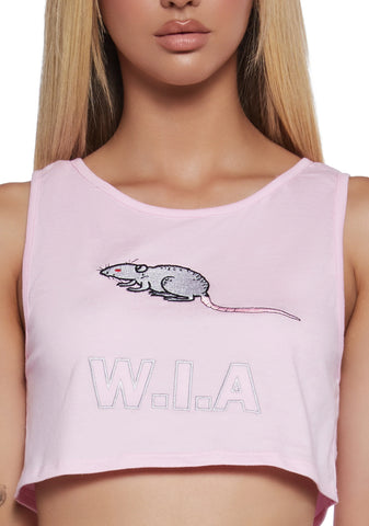 Rat Embroidery Crop Tank