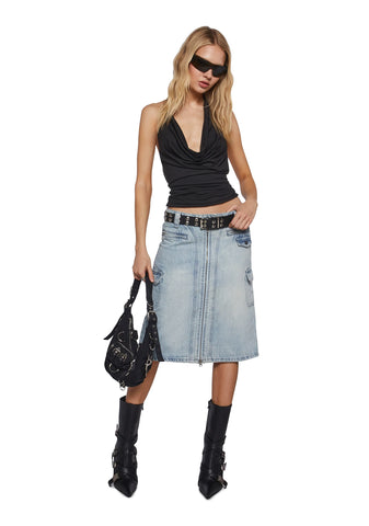 Camille Denim Midi Cargo Skirt