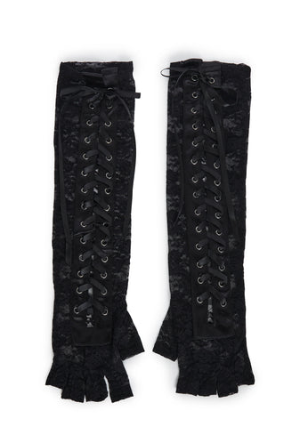 Tortured Lace Lace-Up Gloves
