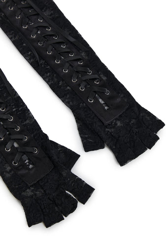 Tortured Lace Lace-Up Gloves