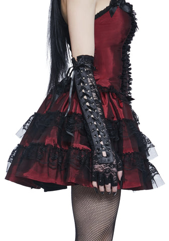 Tortured Lace Lace-Up Gloves