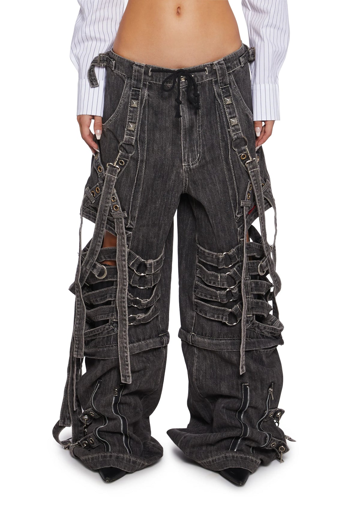 Super Cut Out Wide Leg Pants - Black