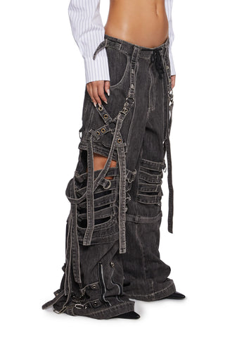 Super Cut Out Wide Leg Pants - Black