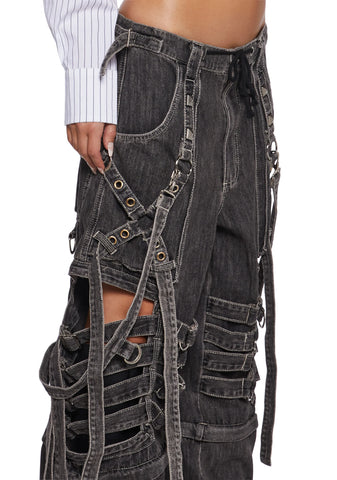 Super Cut Out Wide Leg Pants - Black