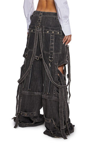 Super Cut Out Wide Leg Pants - Black