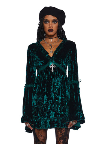 Real Divinity Mini Dress - Emerald Velvet