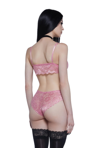 Hidden Secrets Lace Bralette - Pink