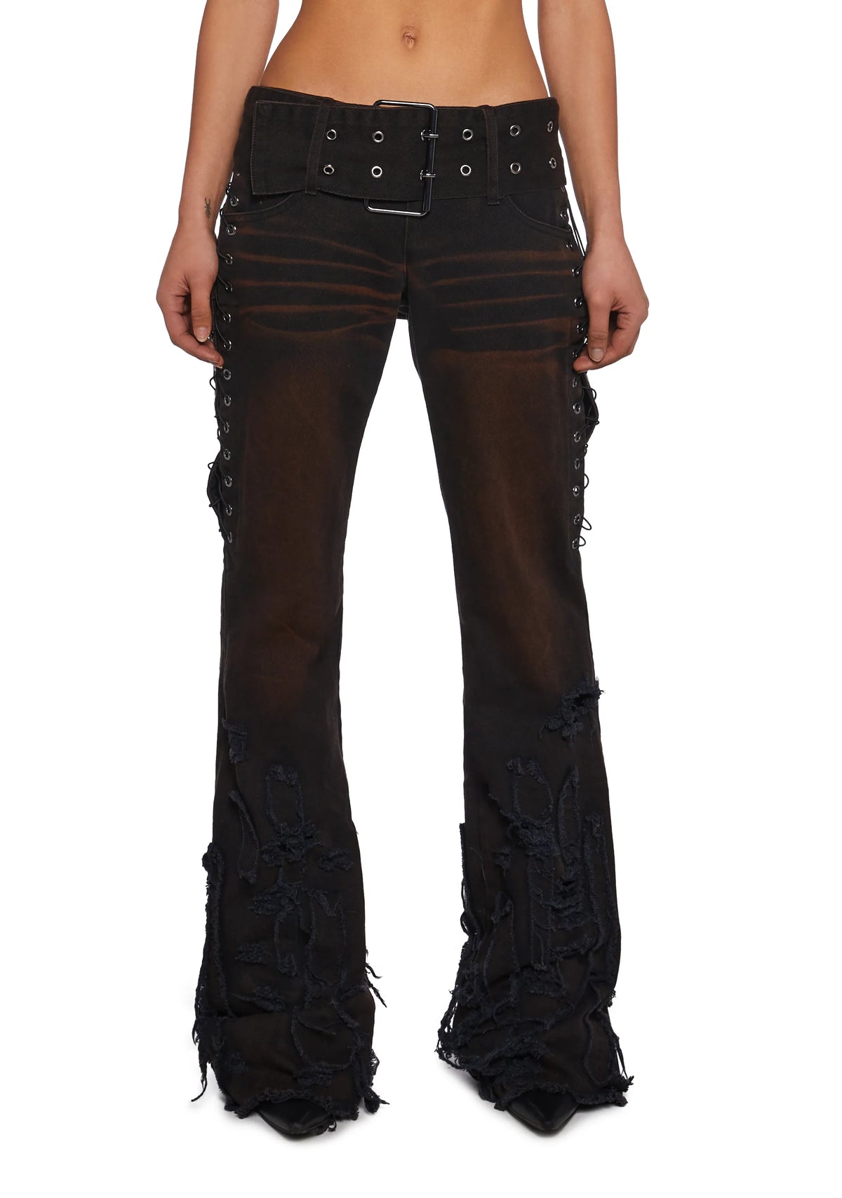 Belted Distressed Pants
