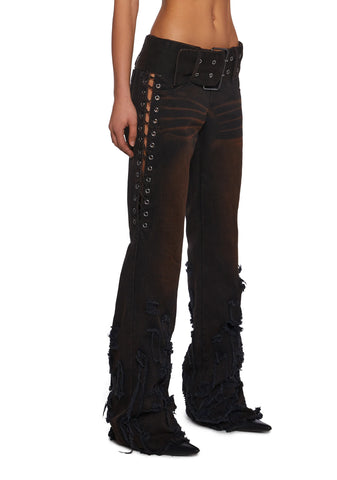 Belted Distressed Pants