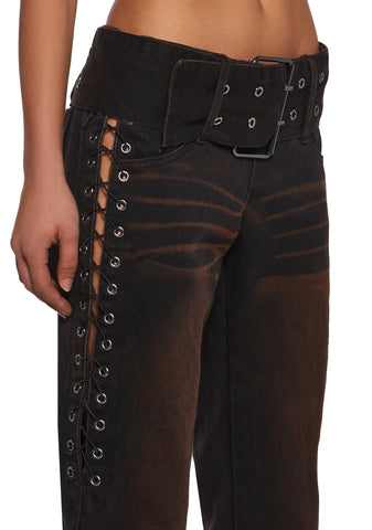 Belted Distressed Pants