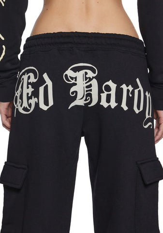 Rose Skull Cargo Sweatpants