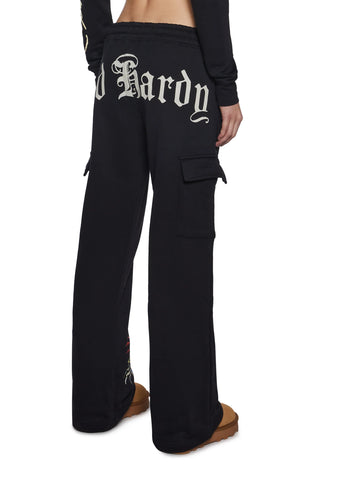 Rose Skull Cargo Sweatpants