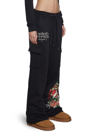 Rose Skull Cargo Sweatpants