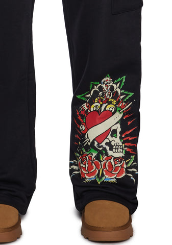 Rose Skull Cargo Sweatpants