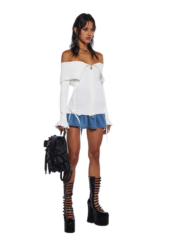 Love’s A Game Knit Cardigan - White